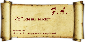 Földesy Andor névjegykártya